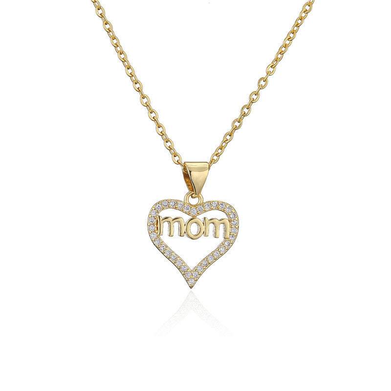 Wholesale Mother's Day Heart Letter Mom Copper Necklaces